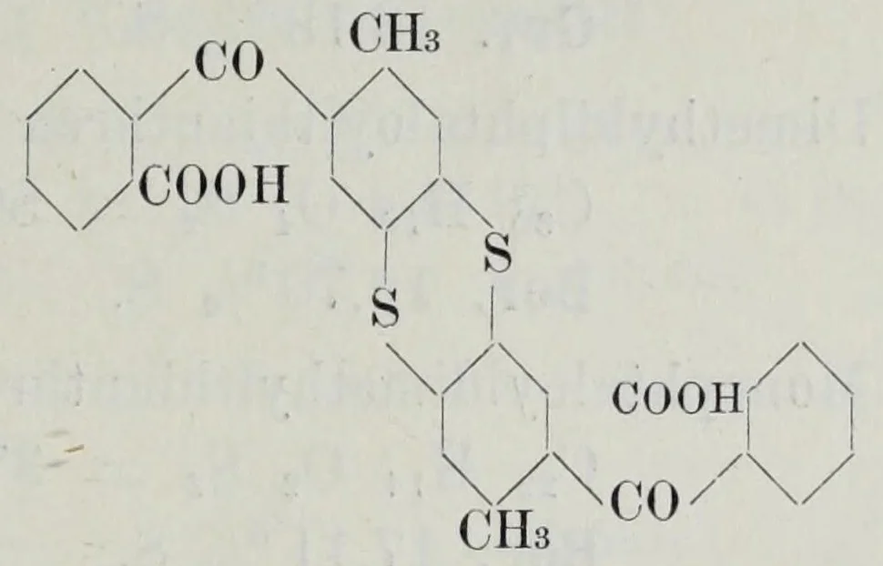 An illustration from Versuche zur Einfürung mehrerer Phtalsäurereste in aromatische Verbindungen und zur Darstellung neuer Küpenfarbstoffe der Anthracenreihe : Anhang - über die Reduktion der o-benzoylbenzoesäure, von der Technischen Hochschule "Fridericiana" zu Karlsruhe genehmigte Dissertation zur erlangung der Würde eines Doktor-Ingenieurs, 1908, leaf 71