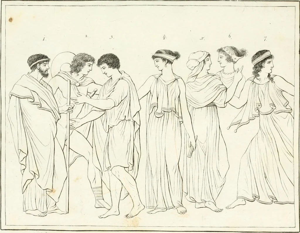 An illustration from Versuch über Gebräuche, Kleidung und Waffen der ältesten Völker bis auf Constantin den Grossen : nebst einigen Anmerkungen über die Schaubühne, 1802, leaf 160