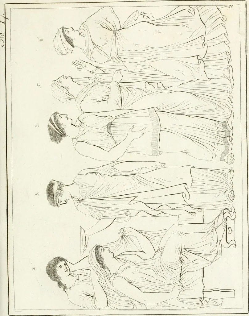 An illustration from Versuch über Gebräuche, Kleidung und Waffen der ältesten Völker bis auf Constantin den Grossen : nebst einigen Anmerkungen über die Schaubühne, 1802, leaf 162