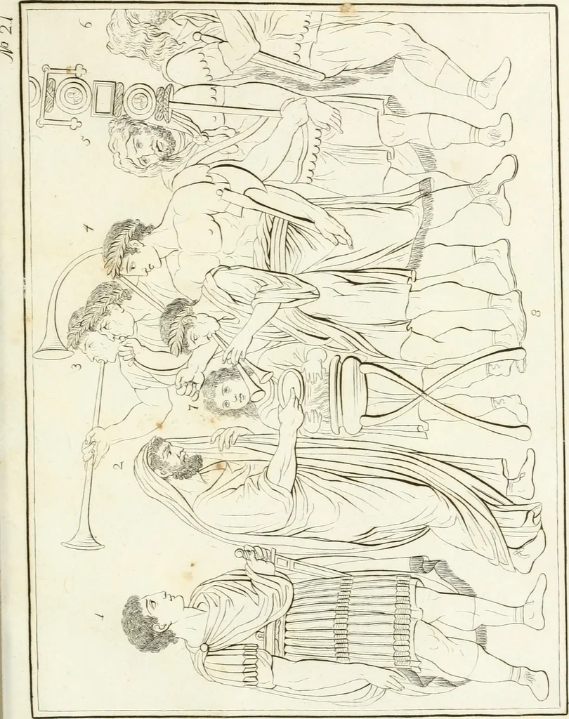 An illustration from Versuch über Gebräuche, Kleidung und Waffen der ältesten Völker bis auf Constantin den Grossen : nebst einigen Anmerkungen über die Schaubühne, 1802, leaf 170