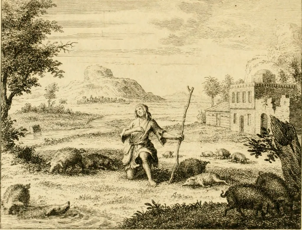 An illustration from Vervolg der leerzaame zinnebeelden ; Spiegel der boetvaardigheid en genade ; en eenige Stichtelyke gezangen, 1758, leaf 203
