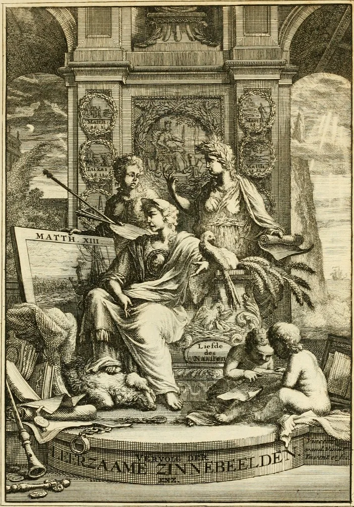 An illustration from Vervolg der leerzaame zinnebeelden ; Spiegel der boetvaardigheid en genade ; en eenige Stichtelyke gezangen, 1758, leaf 6