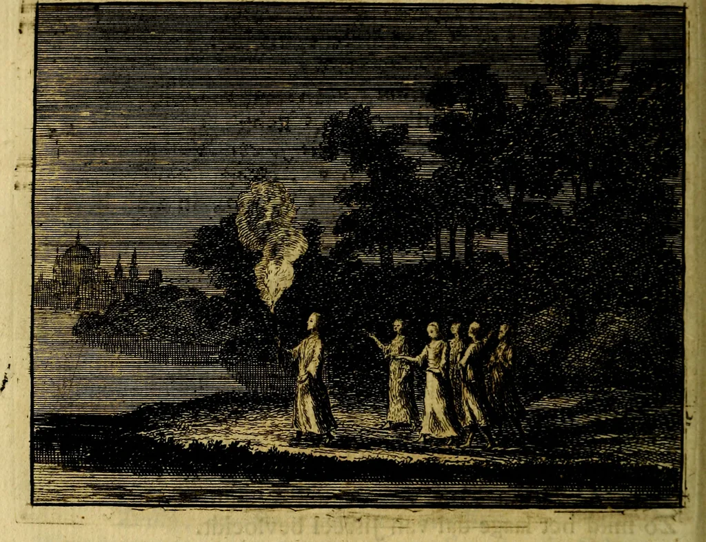 An illustration from Vervolg der leerzaame zinnebeelden ; Spiegel der boetvaardigheid en genade : en eenige stichtelyke gezangen, 1758, leaf 143