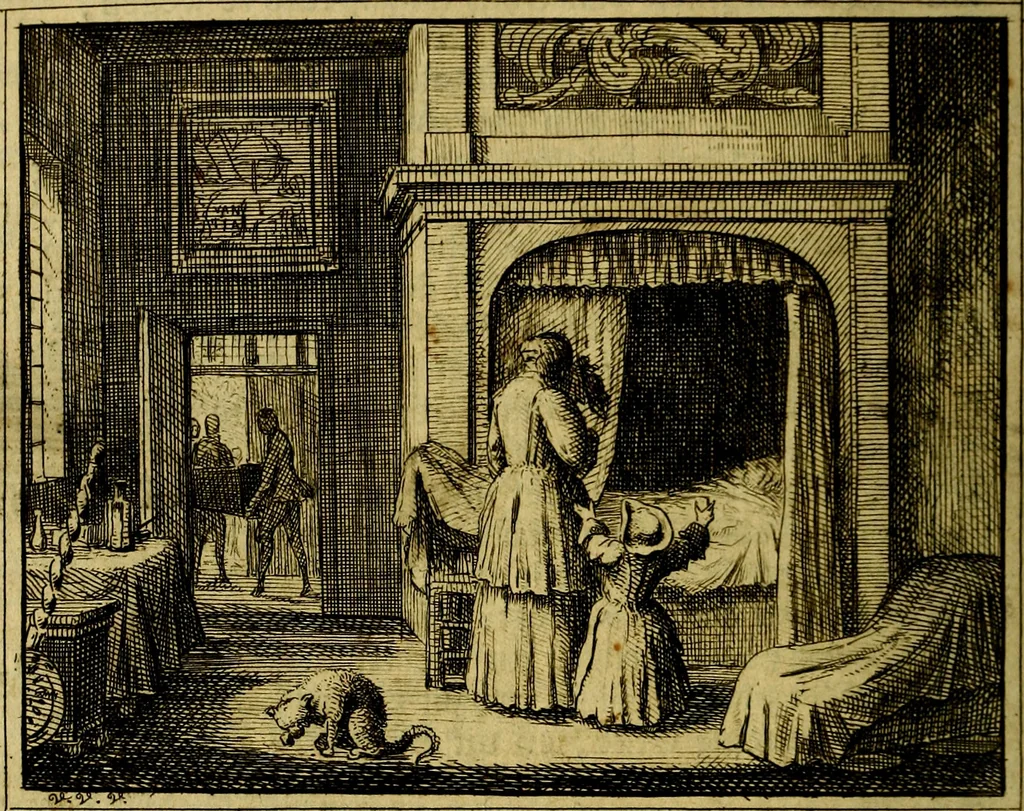 An illustration from Vervolg der leerzaame zinnebeelden ; Spiegel der boetvaardigheid en genade : en eenige stichtelyke gezangen, 1758, leaf 157