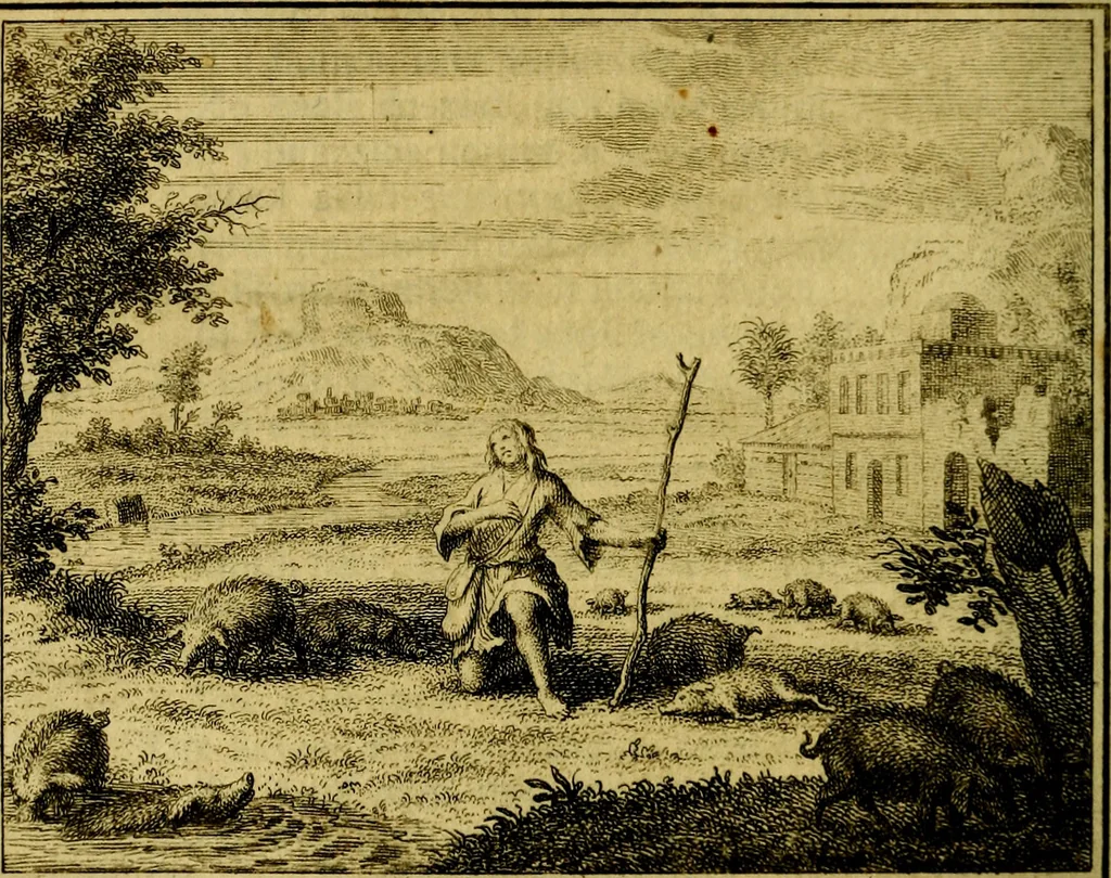 An illustration from Vervolg der leerzaame zinnebeelden ; Spiegel der boetvaardigheid en genade : en eenige stichtelyke gezangen, 1758, leaf 201