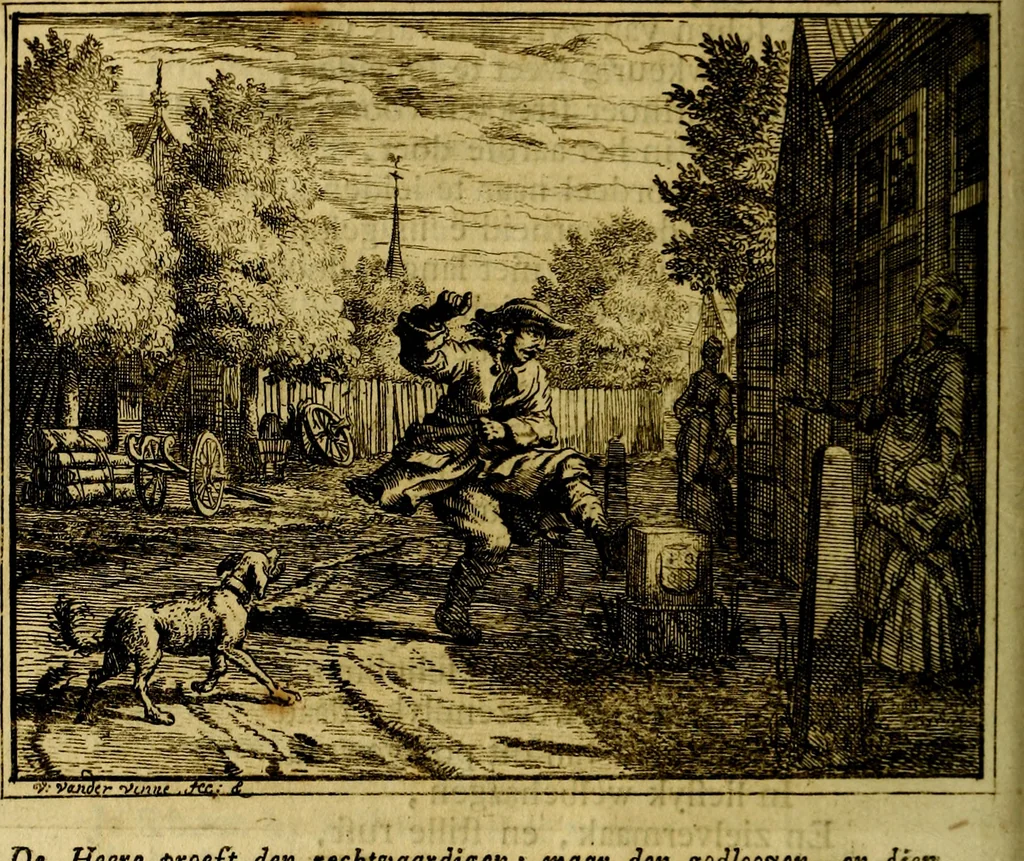 An illustration from Vervolg der leerzaame zinnebeelden ; Spiegel der boetvaardigheid en genade : en eenige stichtelyke gezangen, 1758, leaf 73