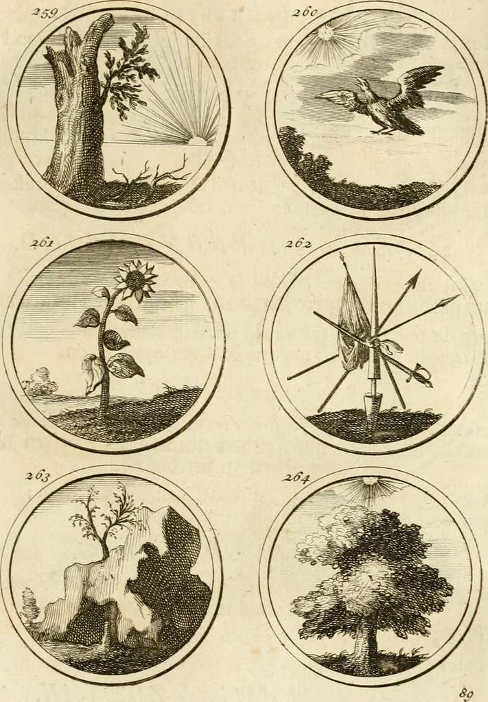 An illustration from Verzámeling van uitgekórene zin-spreuken, en zinnebeeldige print-vercieringen : eertyds, op bevel van den aller doorlugtigsten keizer der Russen, Peter Alexis, of de Gróte, getékent en gesnéden : en nu op nieus verrykt : met agthondert en veertig byschriften in verzen, 1743, leaf 104