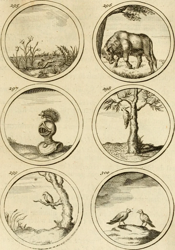 An illustration from Verzámeling van uitgekórene zin-spreuken, en zinnebeeldige print-vercieringen : eertyds, op bevel van den aller doorlugtigsten keizer der Russen, Peter Alexis, of de Gróte, getékent en gesnéden : en nu op nieus verrykt : met agthondert en veertig byschriften in verzen, 1743, leaf 116