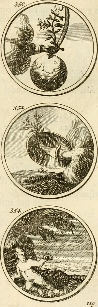 An illustration from Verzámeling van uitgekórene zin-spreuken, en zinnebeeldige print-vercieringen : eertyds, op bevel van den aller doorlugtigsten keizer der Russen, Peter Alexis, of de Gróte, getékent en gesnéden : en nu op nieus verrykt : met agthondert en veertig byschriften in verzen, 1743, leaf 134