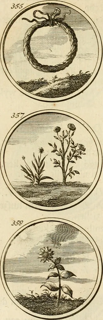 An illustration from Verzámeling van uitgekórene zin-spreuken, en zinnebeeldige print-vercieringen : eertyds, op bevel van den aller doorlugtigsten keizer der Russen, Peter Alexis, of de Gróte, getékent en gesnéden : en nu op nieus verrykt : met agthondert en veertig byschriften in verzen, 1743, leaf 136