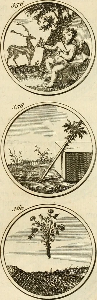 An illustration from Verzámeling van uitgekórene zin-spreuken, en zinnebeeldige print-vercieringen : eertyds, op bevel van den aller doorlugtigsten keizer der Russen, Peter Alexis, of de Gróte, getékent en gesnéden : en nu op nieus verrykt : met agthondert en veertig byschriften in verzen, 1743, leaf 136