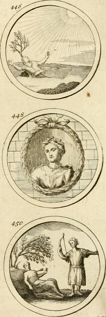 An illustration from Verzámeling van uitgekórene zin-spreuken, en zinnebeeldige print-vercieringen : eertyds, op bevel van den aller doorlugtigsten keizer der Russen, Peter Alexis, of de Gróte, getékent en gesnéden : en nu op nieus verrykt : met agthondert en veertig byschriften in verzen, 1743, leaf 166