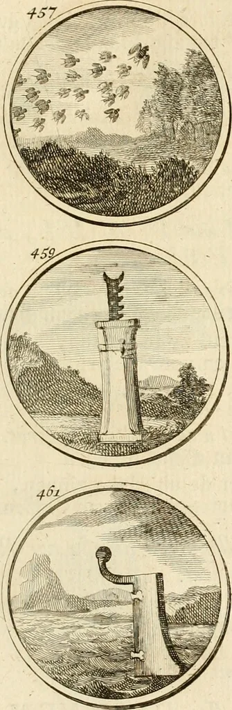 An illustration from Verzámeling van uitgekórene zin-spreuken, en zinnebeeldige print-vercieringen : eertyds, op bevel van den aller doorlugtigsten keizer der Russen, Peter Alexis, of de Gróte, getékent en gesnéden : en nu op nieus verrykt : met agthondert en veertig byschriften in verzen, 1743, leaf 170