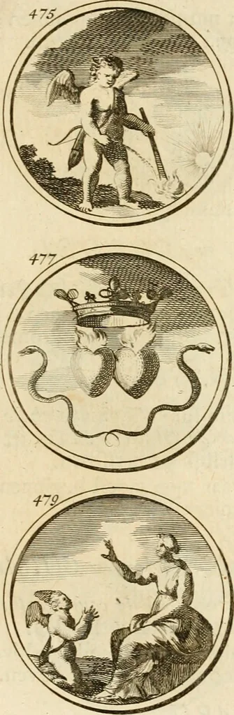 An illustration from Verzámeling van uitgekórene zin-spreuken, en zinnebeeldige print-vercieringen : eertyds, op bevel van den aller doorlugtigsten keizer der Russen, Peter Alexis, of de Gróte, getékent en gesnéden : en nu op nieus verrykt : met agthondert en veertig byschriften in verzen, 1743, leaf 176