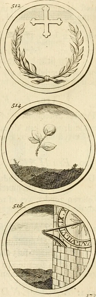 An illustration from Verzámeling van uitgekórene zin-spreuken, en zinnebeeldige print-vercieringen : eertyds, op bevel van den aller doorlugtigsten keizer der Russen, Peter Alexis, of de Gróte, getékent en gesnéden : en nu op nieus verrykt : met agthondert en veertig byschriften in verzen, 1743, leaf 188