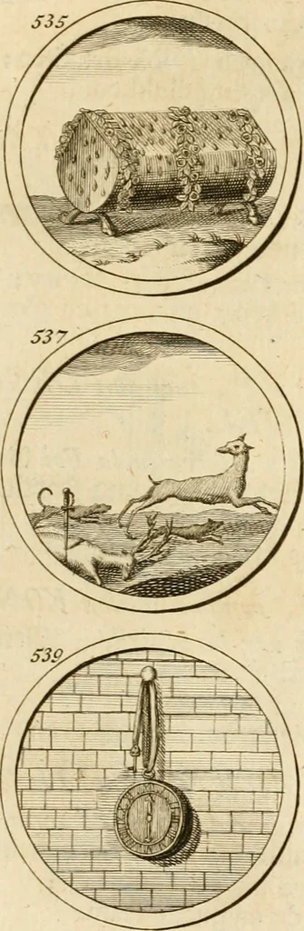 An illustration from Verzámeling van uitgekórene zin-spreuken, en zinnebeeldige print-vercieringen : eertyds, op bevel van den aller doorlugtigsten keizer der Russen, Peter Alexis, of de Gróte, getékent en gesnéden : en nu op nieus verrykt : met agthondert en veertig byschriften in verzen, 1743, leaf 196
