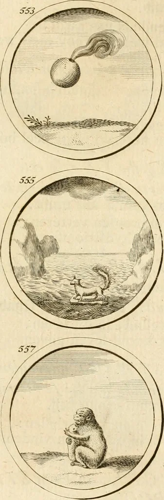 An illustration from Verzámeling van uitgekórene zin-spreuken, en zinnebeeldige print-vercieringen : eertyds, op bevel van den aller doorlugtigsten keizer der Russen, Peter Alexis, of de Gróte, getékent en gesnéden : en nu op nieus verrykt : met agthondert en veertig byschriften in verzen, 1743, leaf 202