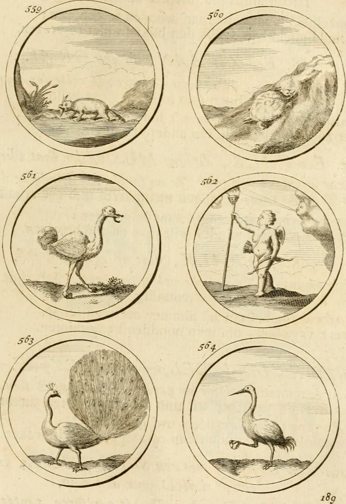 An illustration from Verzámeling van uitgekórene zin-spreuken, en zinnebeeldige print-vercieringen : eertyds, op bevel van den aller doorlugtigsten keizer der Russen, Peter Alexis, of de Gróte, getékent en gesnéden : en nu op nieus verrykt : met agthondert en veertig byschriften in verzen, 1743, leaf 204
