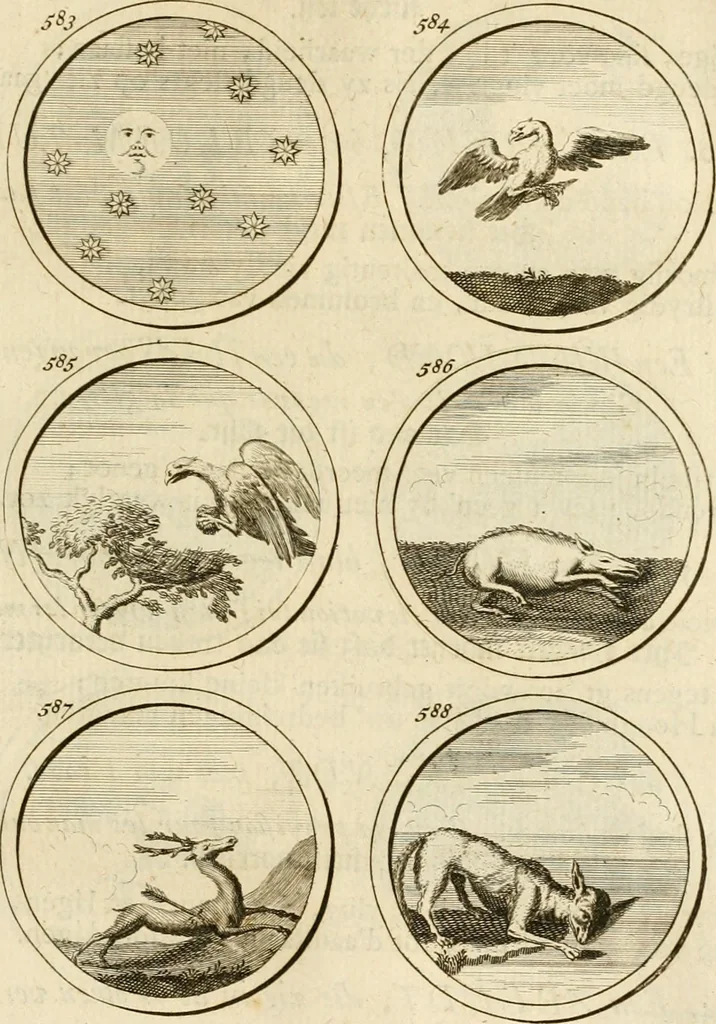 An illustration from Verzámeling van uitgekórene zin-spreuken, en zinnebeeldige print-vercieringen : eertyds, op bevel van den aller doorlugtigsten keizer der Russen, Peter Alexis, of de Gróte, getékent en gesnéden : en nu op nieus verrykt : met agthondert en veertig byschriften in verzen, 1743, leaf 212
