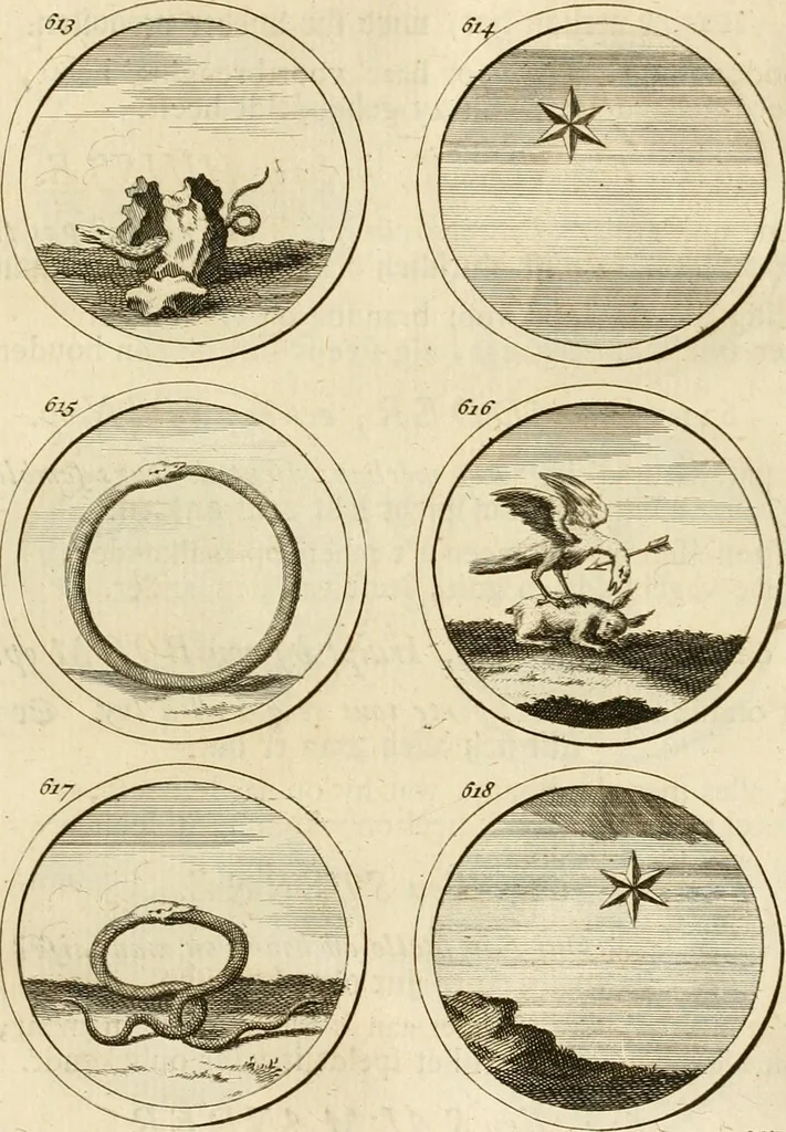 An illustration from Verzámeling van uitgekórene zin-spreuken, en zinnebeeldige print-vercieringen : eertyds, op bevel van den aller doorlugtigsten keizer der Russen, Peter Alexis, of de Gróte, getékent en gesnéden : en nu op nieus verrykt : met agthondert en veertig byschriften in verzen, 1743, leaf 222