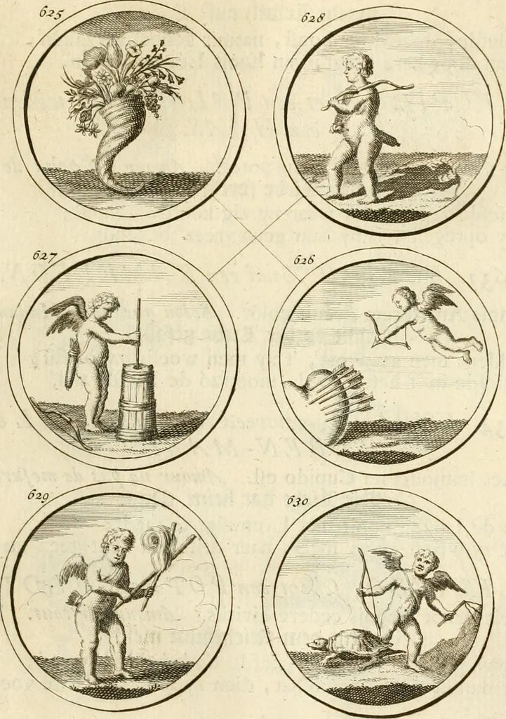 An illustration from Verzámeling van uitgekórene zin-spreuken, en zinnebeeldige print-vercieringen : eertyds, op bevel van den aller doorlugtigsten keizer der Russen, Peter Alexis, of de Gróte, getékent en gesnéden : en nu op nieus verrykt : met agthondert en veertig byschriften in verzen, 1743, leaf 226