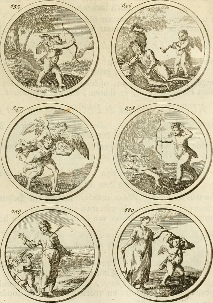 An illustration from Verzámeling van uitgekórene zin-spreuken, en zinnebeeldige print-vercieringen : eertyds, op bevel van den aller doorlugtigsten keizer der Russen, Peter Alexis, of de Gróte, getékent en gesnéden : en nu op nieus verrykt : met agthondert en veertig byschriften in verzen, 1743, leaf 236