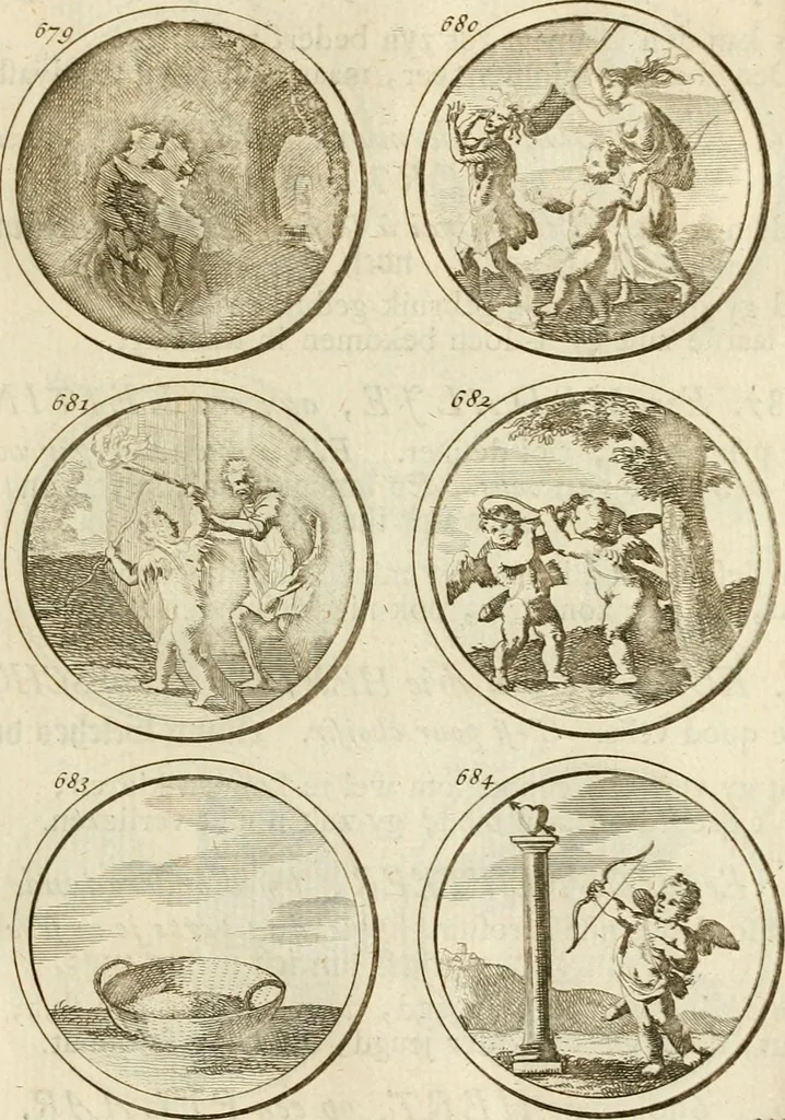 An illustration from Verzámeling van uitgekórene zin-spreuken, en zinnebeeldige print-vercieringen : eertyds, op bevel van den aller doorlugtigsten keizer der Russen, Peter Alexis, of de Gróte, getékent en gesnéden : en nu op nieus verrykt : met agthondert en veertig byschriften in verzen, 1743, leaf 244