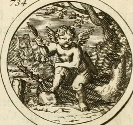 An illustration from Verzámeling van uitgekórene zin-spreuken, en zinnebeeldige print-vercieringen : eertyds, op bevel van den aller doorlugtigsten keizer der Russen, Peter Alexis, of de Gróte, getékent en gesnéden : en nu op nieus verrykt : met agthondert en veertig byschriften in verzen, 1743, leaf 262