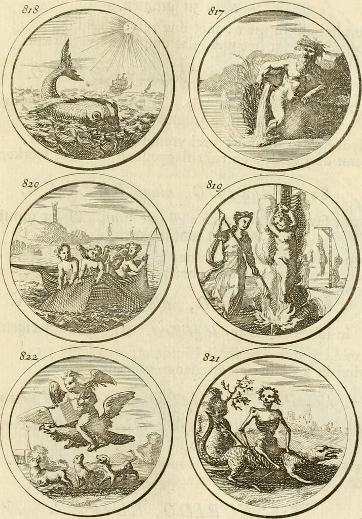 An illustration from Verzámeling van uitgekórene zin-spreuken, en zinnebeeldige print-vercieringen : eertyds, op bevel van den aller doorlugtigsten keizer der Russen, Peter Alexis, of de Gróte, getékent en gesnéden : en nu op nieus verrykt : met agthondert en veertig byschriften in verzen, 1743, leaf 290