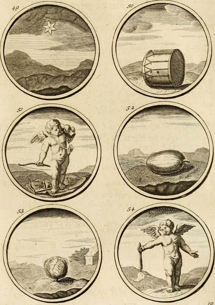 An illustration from Verzámeling van uitgekórene zin-spreuken, en zinnebeeldige print-vercieringen : eertyds, op bevel van den aller doorlugtigsten keizer der Russen, Peter Alexis, of de Gróte, getékent en gesnéden : en nu op nieus verrykt : met agthondert en veertig byschriften in verzen, 1743, leaf 34