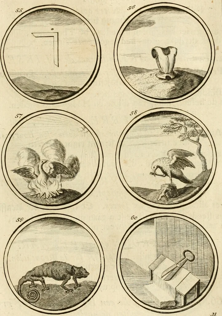 An illustration from Verzámeling van uitgekórene zin-spreuken, en zinnebeeldige print-vercieringen : eertyds, op bevel van den aller doorlugtigsten keizer der Russen, Peter Alexis, of de Gróte, getékent en gesnéden : en nu op nieus verrykt : met agthondert en veertig byschriften in verzen, 1743, leaf 36