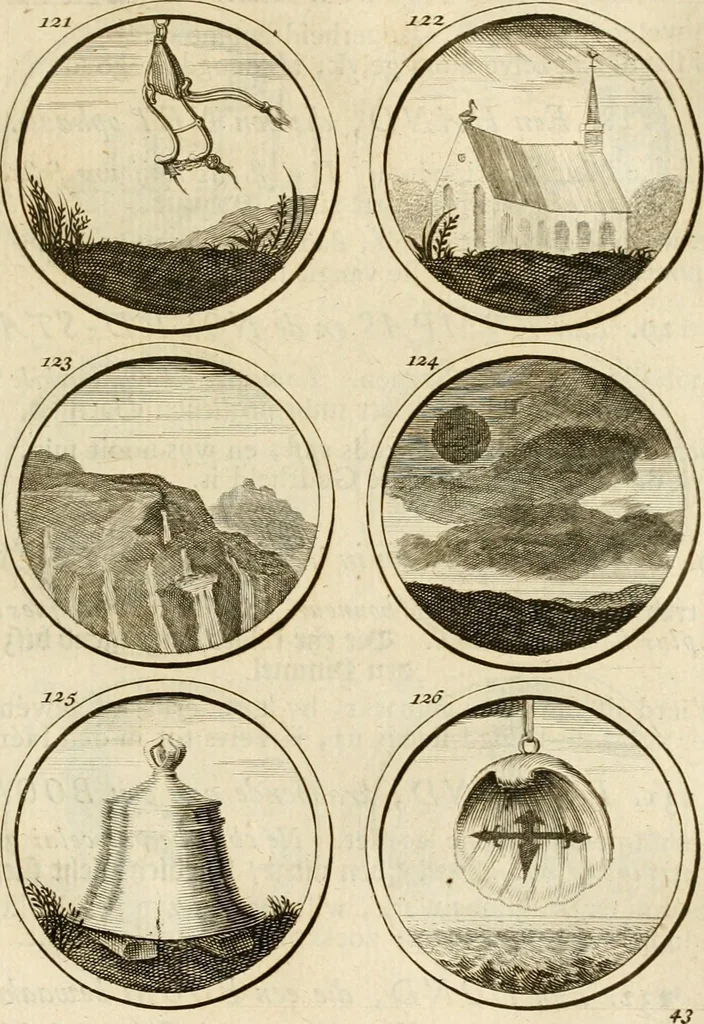 An illustration from Verzámeling van uitgekórene zin-spreuken, en zinnebeeldige print-vercieringen : eertyds, op bevel van den aller doorlugtigsten keizer der Russen, Peter Alexis, of de Gróte, getékent en gesnéden : en nu op nieus verrykt : met agthondert en veertig byschriften in verzen, 1743, leaf 58