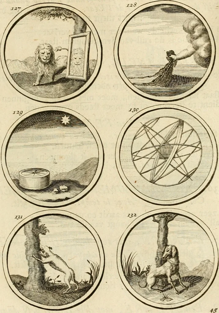 An illustration from Verzámeling van uitgekórene zin-spreuken, en zinnebeeldige print-vercieringen : eertyds, op bevel van den aller doorlugtigsten keizer der Russen, Peter Alexis, of de Gróte, getékent en gesnéden : en nu op nieus verrykt : met agthondert en veertig byschriften in verzen, 1743, leaf 60