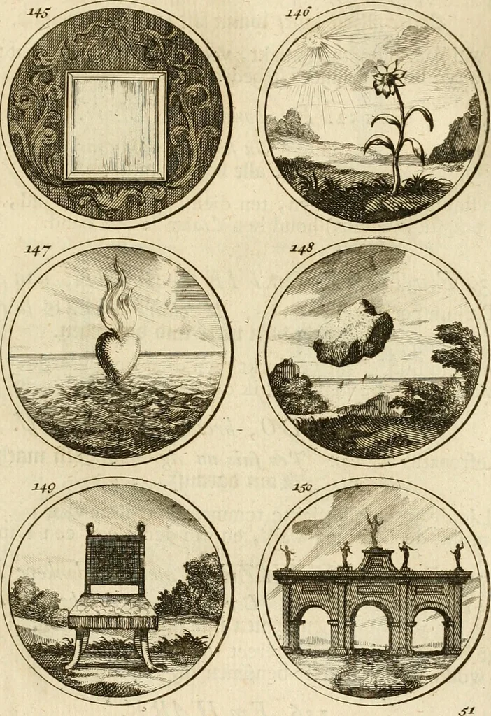 An illustration from Verzámeling van uitgekórene zin-spreuken, en zinnebeeldige print-vercieringen : eertyds, op bevel van den aller doorlugtigsten keizer der Russen, Peter Alexis, of de Gróte, getékent en gesnéden : en nu op nieus verrykt : met agthondert en veertig byschriften in verzen, 1743, leaf 66