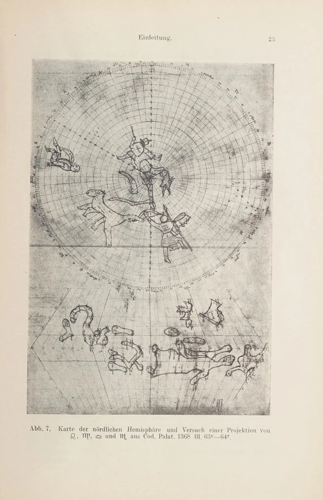 An illustration from Verzeichnis astrologischer und mythologischer illustrierter Handschriften des lateinischen Mittelalters / von Fritz Saxl und Hans Meier., 1915, leaf 27