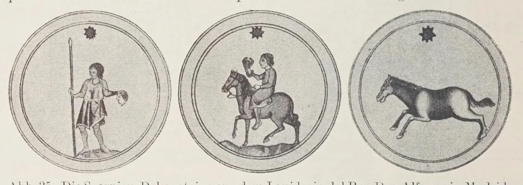 An illustration from Verzeichnis astrologischer und mythologischer illustrierter Handschriften des lateinischen Mittelalters / von Fritz Saxl und Hans Meier., 1915, leaf 66