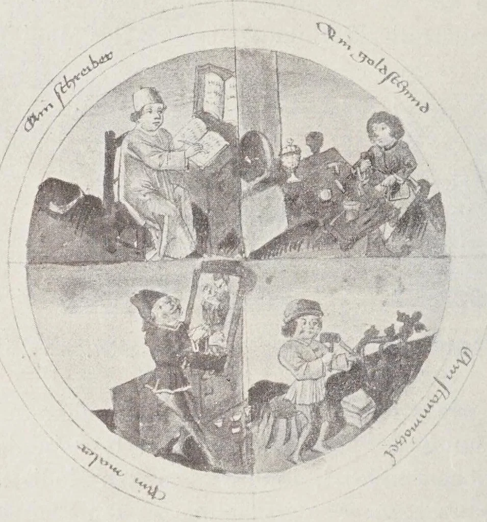 An illustration from Verzeichnis astrologischer und mythologischer illustrierter Handschriften des lateinischen Mittelalters / von Fritz Saxl und Hans Meier., 1915, leaf 72