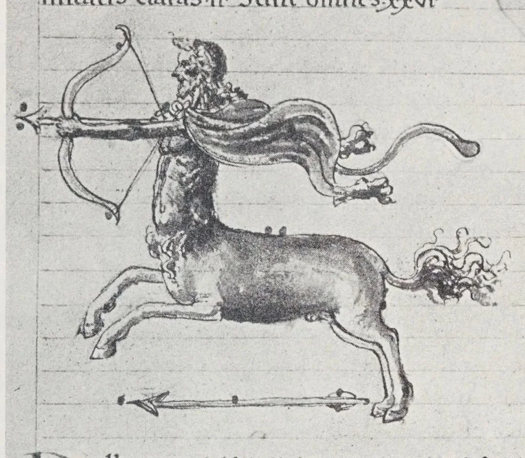 An illustration from Verzeichnis astrologischer und mythologischer illustrierter Handschriften des lateinischen Mittelalters / von Fritz Saxl und Hans Meier., 1915, leaf 61
