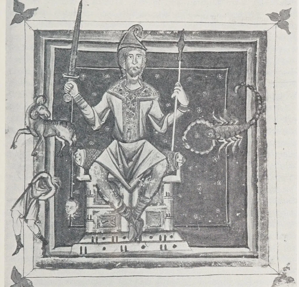 An illustration from Verzeichnis astrologischer und mythologischer illustrierter Handschriften des lateinischen Mittelalters / von Fritz Saxl und Hans Meier., 1915, leaf 71