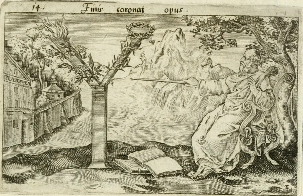 An illustration from Iani Iacobi Boissardi Vesuntini Emblematum liber = Emblemes latins de I.I. Boissard, 1588, leaf 26