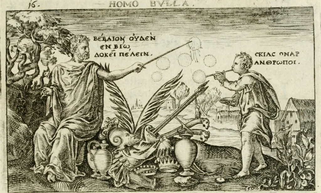 An illustration from Iani Iacobi Boissardi Vesuntini Emblematum liber = Emblemes latins de I.I. Boissard, 1588, leaf 28