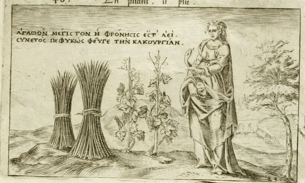 An illustration from Iani Iacobi Boissardi Vesuntini Emblematum liber = Emblemes latins de I.I. Boissard, 1588, leaf 58