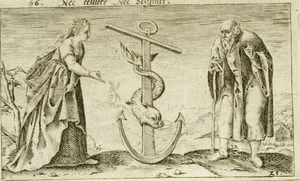 An illustration from Iani Iacobi Boissardi Vesuntini Emblematum liber = Emblemes latins de I.I. Boissard, 1588, leaf 68