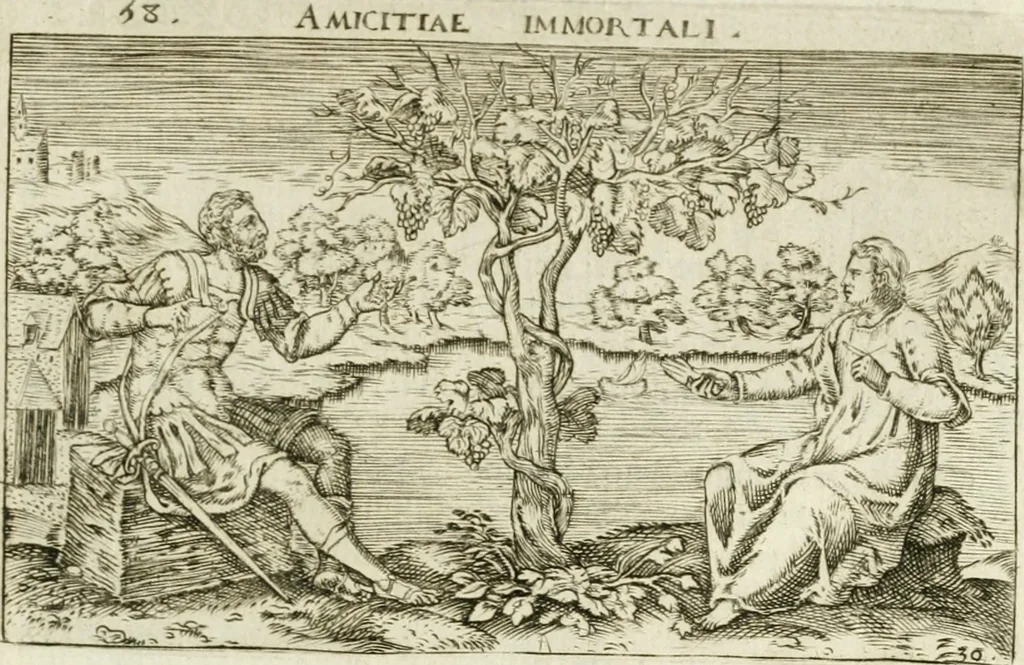 An illustration from Iani Iacobi Boissardi Vesuntini Emblematum liber = Emblemes latins de I.I. Boissard, 1588, leaf 70