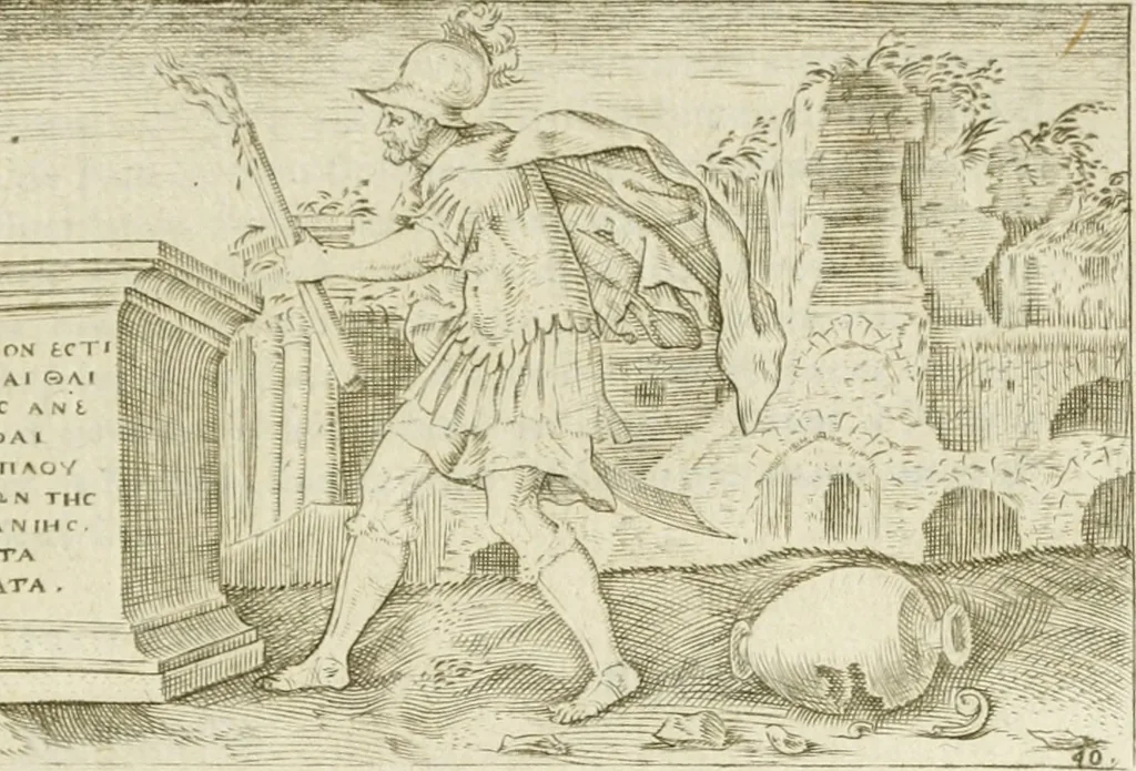 An illustration from Iani Iacobi Boissardi Vesuntini Emblematum liber = Emblemes latins de I.I. Boissard, 1588, leaf 98