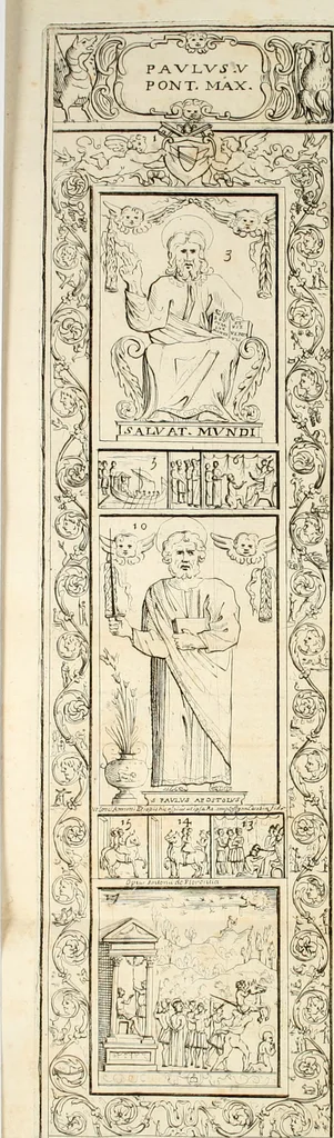 An illustration from Vetera monimenta : in quibus praecipuè musiva opera sacarum profanarumque aedium structura, ac nonnulli antiqui ritus, dissertationibus, iconibusque illustrantur, 1690, leaf 107