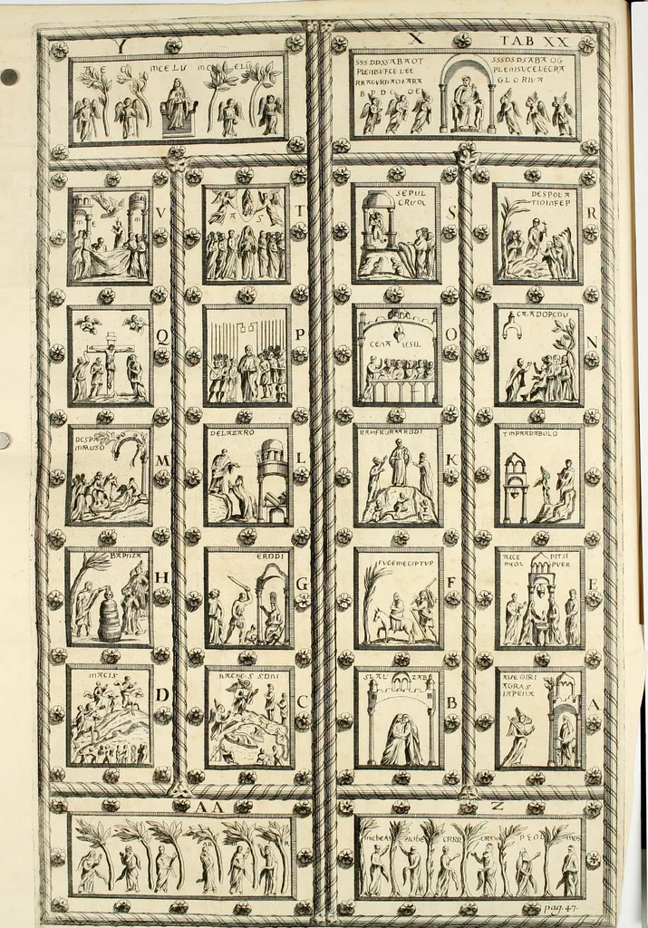 An illustration from Vetera monimenta : in quibus praecipuè musiva opera sacarum profanarumque aedium structura, ac nonnulli antiqui ritus, dissertationibus, iconibusque illustrantur, 1690, leaf 110