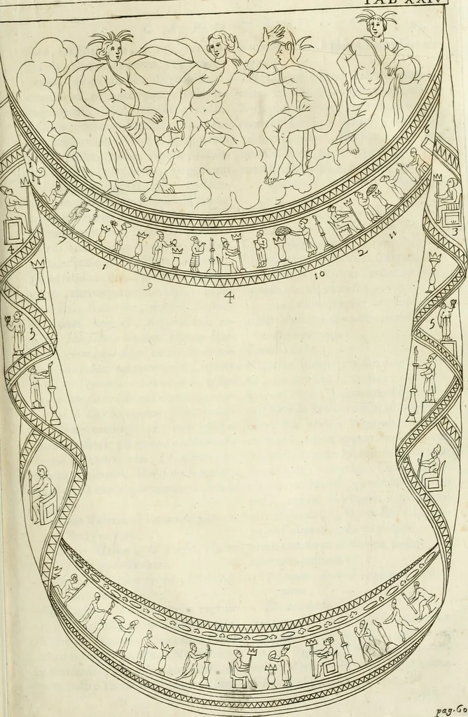 An illustration from Vetera monimenta : in quibus praecipuè musiva opera sacarum profanarumque aedium structura, ac nonnulli antiqui ritus, dissertationibus, iconibusque illustrantur, 1690, leaf 134