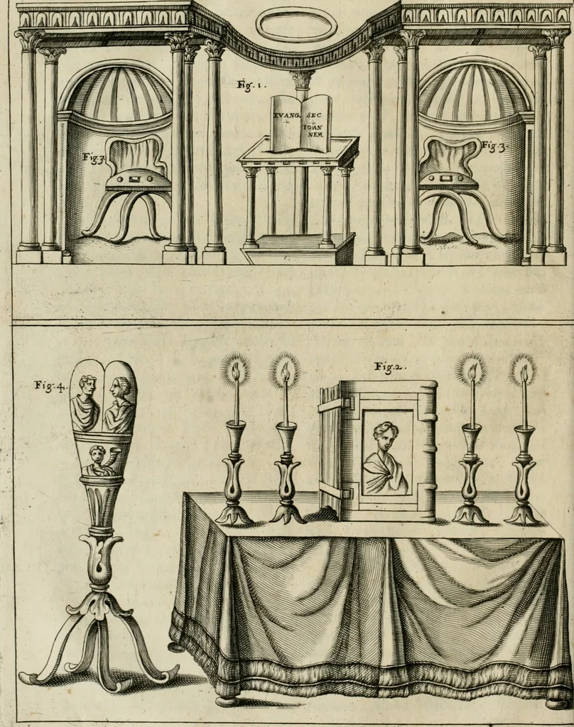 An illustration from Vetera monimenta : in quibus praecipuè musiva opera sacarum profanarumque aedium structura, ac nonnulli antiqui ritus, dissertationibus, iconibusque illustrantur, 1690, leaf 233