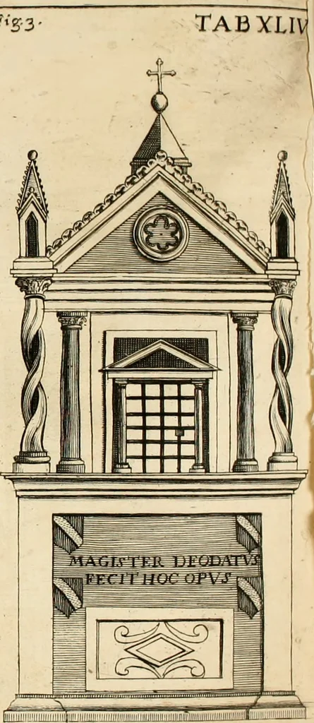 An illustration from Vetera monimenta : in quibus praecipuè musiva opera sacarum profanarumque aedium structura, ac nonnulli antiqui ritus, dissertationibus, iconibusque illustrantur, 1690, leaf 294